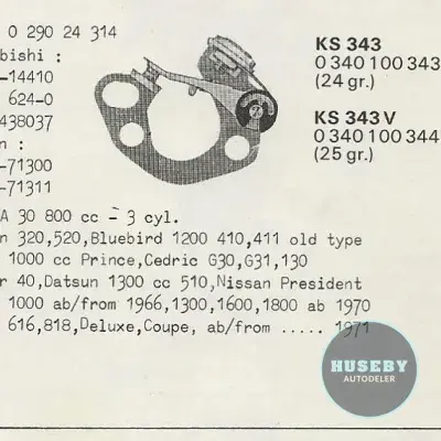 Ignition contact set KS343 Datsun Bluebird Sunny Cedric Mazda 1000 1300 1600 1800 616 818