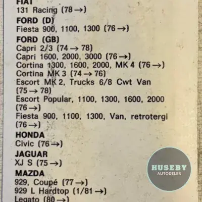 16 " pin fitting. From old stock. Alfetta BMW Fiat Ford Honda Jaguar Mazda Mitsubishi Toyota Triumph Volvo